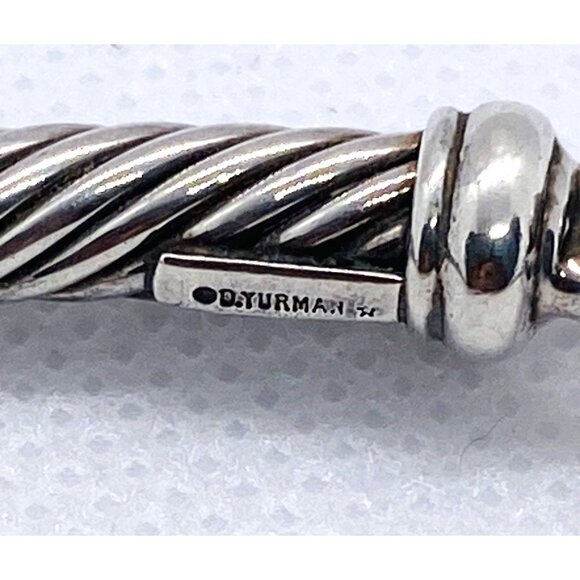 David Yurman Metro Diamond Cable 15.5" Choker Necklace Silver 14k Gold - Picture 6 of 11